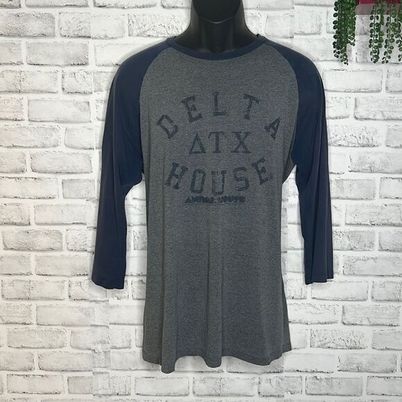 ANIMAL HOUSE - DELTA HOUSE 3/4 SLEEVE HEATHER RAGLAN SHIRT - Picture 2 of 4
